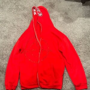 Red Zip-Up Hoodie with Logo